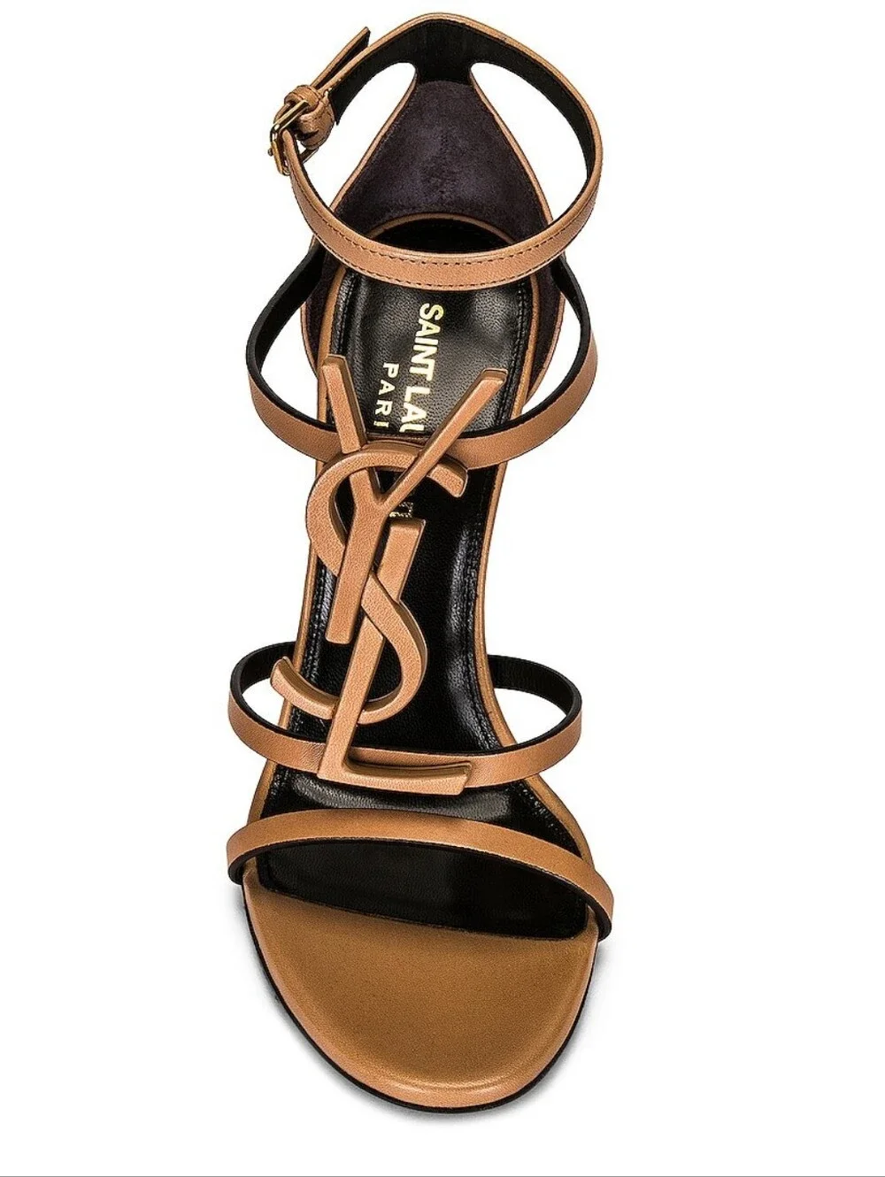 SAINT LAURENT Cassandra High Heel Sandals Gold Brown EU 38 US 8 Org $1,350 - Picture 6 of 16